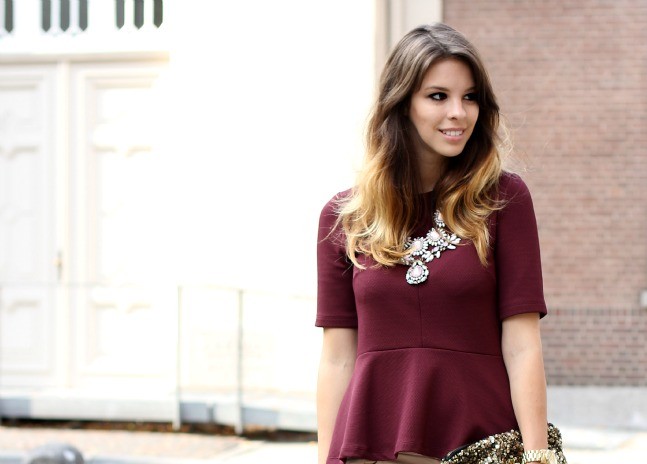 Burgundy peplum top - oxblood fall 2012 trend Burgundy peplum top - oxblood fall 2012 trend