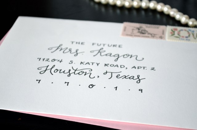 Save the Date Envelope Lettering - Black and Light Pink - One Charming Life Save the Date Envelope Lettering - Black and Light Pink - One Charming Life