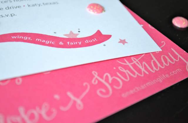 cute pink invitation for a girl's birthday party- fairy theme